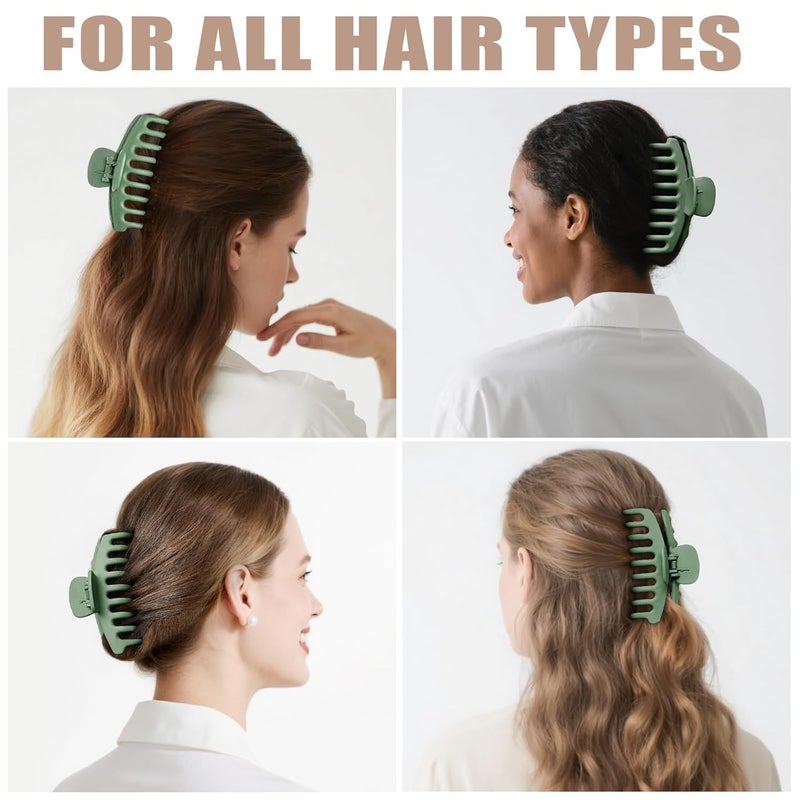 TOCESS Hair Claw Clips for Women - 8PK Large Neutral Matte Jumbo Hair Clips for Thick, Thin, Long, Short, Curly Hair Girls, Big Jaw Clip Set for Daily Use (Forest Green) - Image 5